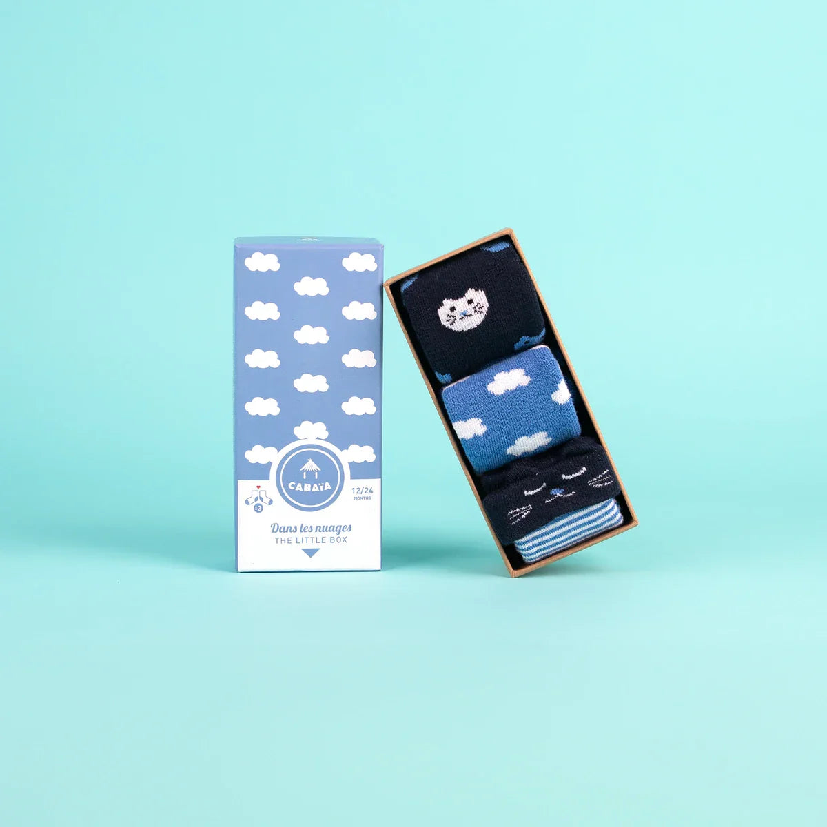 Dans les nuages - Pack de chaussettes bébé - Bleu